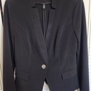 White House Black Market Black Fitted Blazer with Modern Lapels
